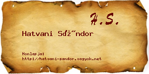 Hatvani Sándor névjegykártya